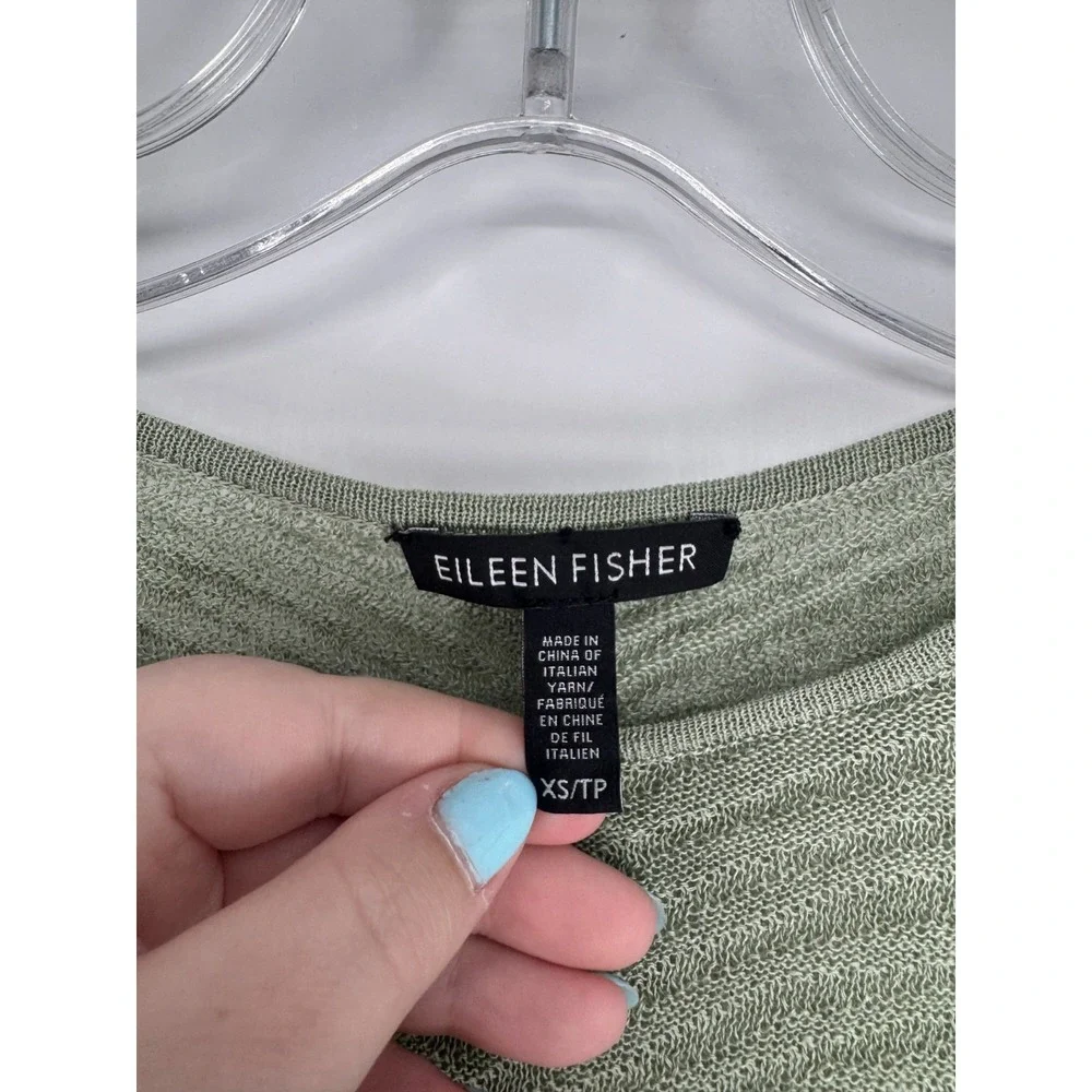 Eileen Fisher Sweater Womens Size XS Knit Hemp Crew Neck Long Sleeve Hi High Low